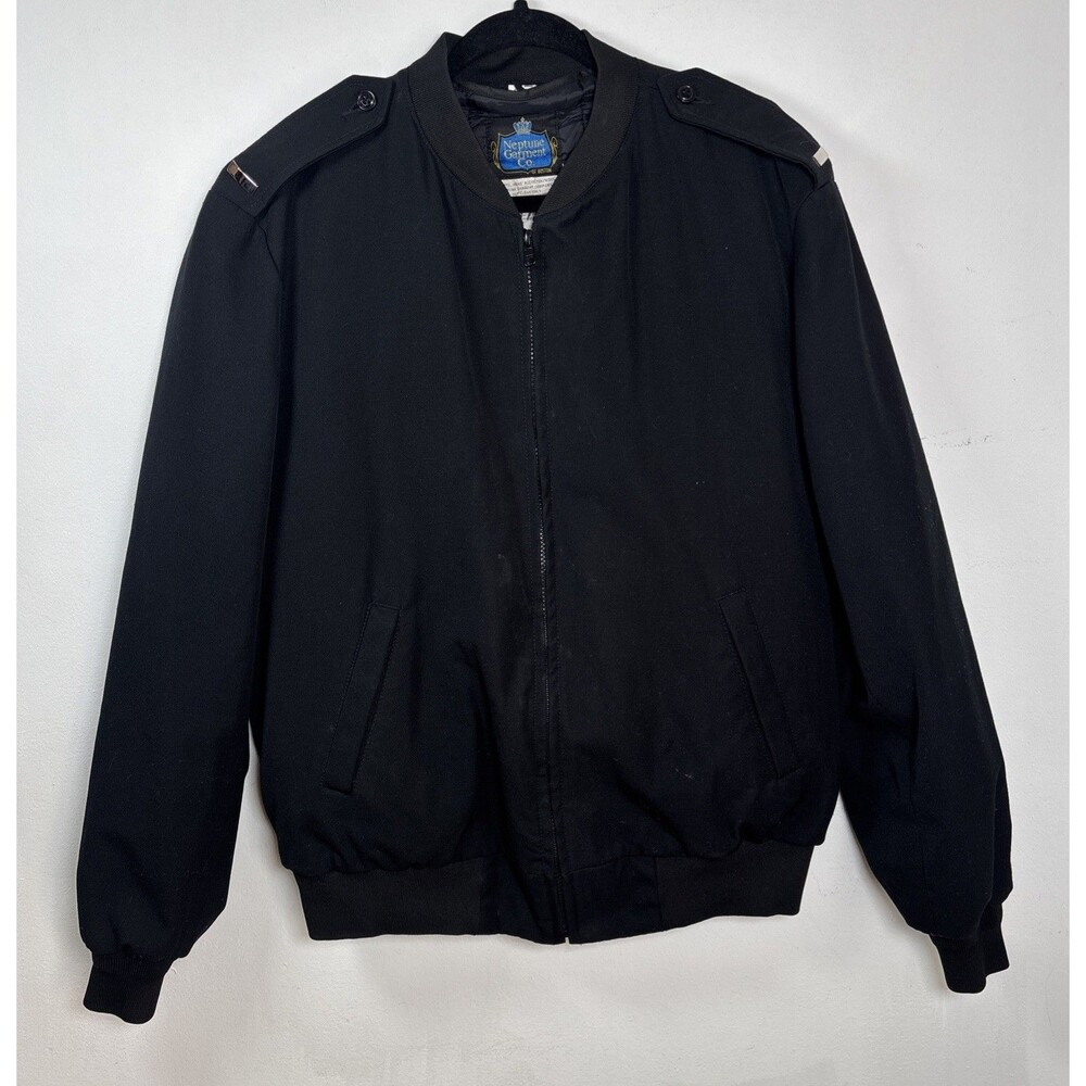 Neptune Garment Co Military Bomber Jacket Mens 42 Long Black Thinsulate Liner